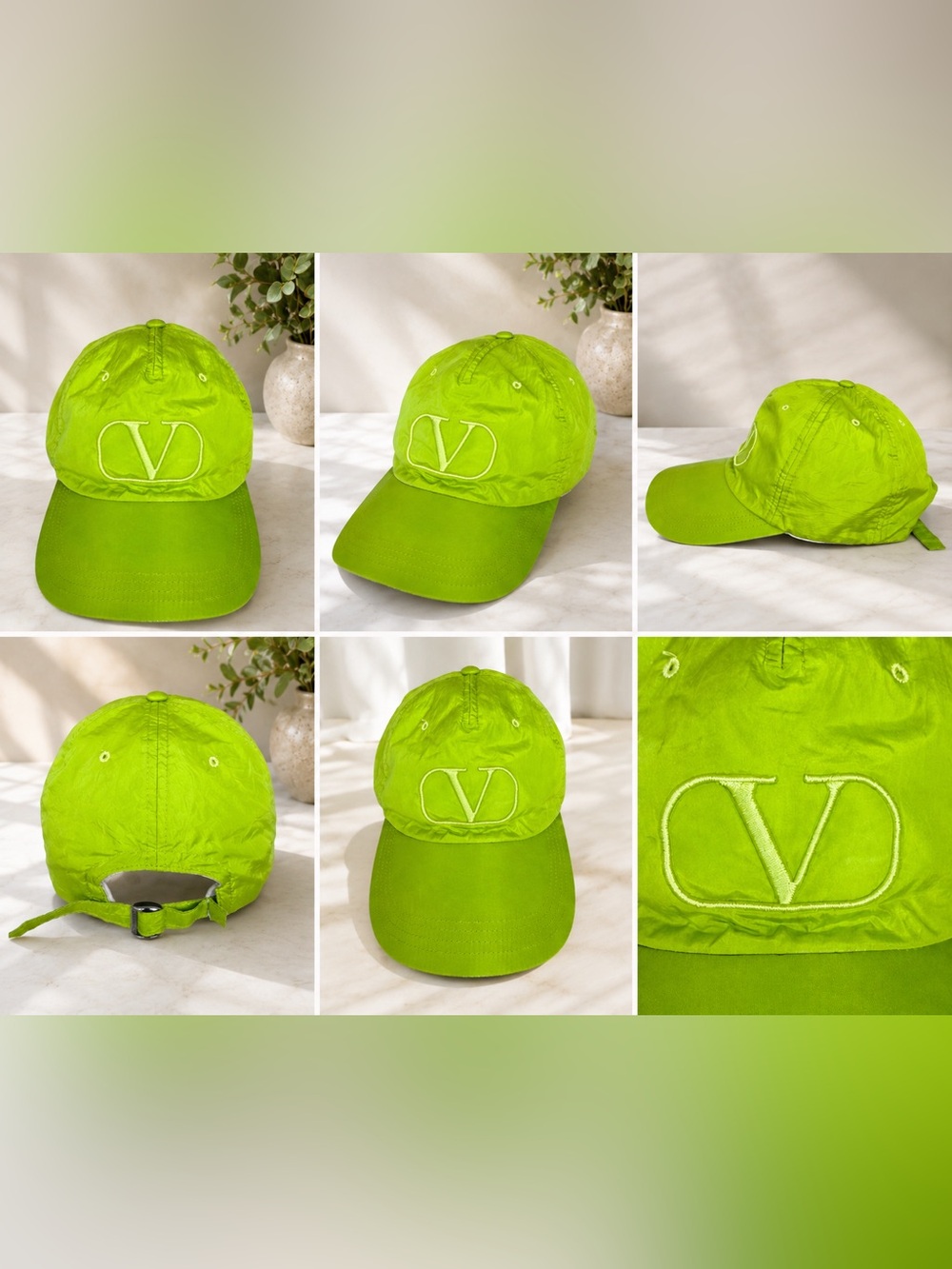 LOW START!! Valentino  Neon Green Logo Baseball Cap - Picture 3 of 10